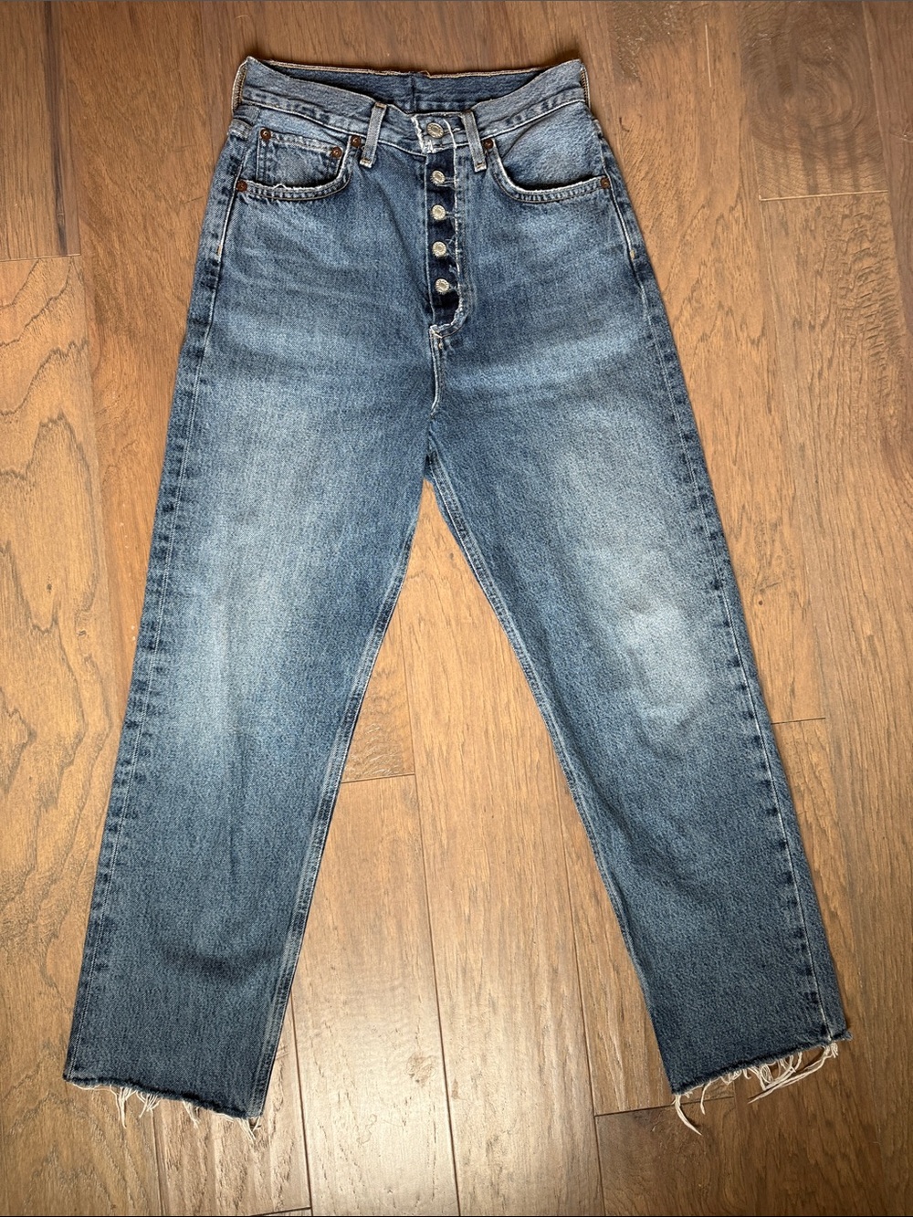 AGOLDE Women’s 90’s Crop High-Rise Blue Button-Fly Relaxed Jeans 26